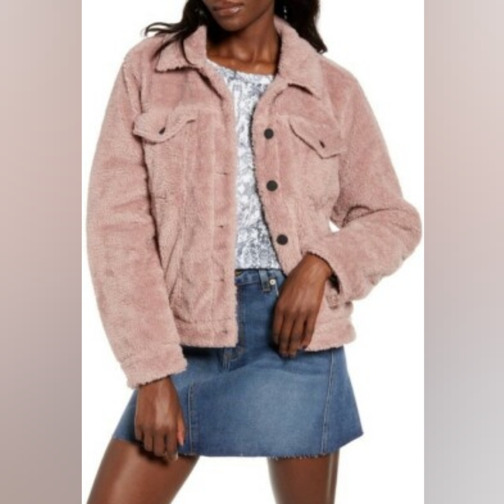Mauve Teddy Trucker Jacket! By BLANKNYC.